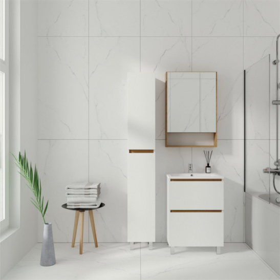 Комплект "Мальта 80 (арт. VMAL80CO-T2Y)" (тумба+умывальник COMO 80) 820x760x425 мм, пленка ПВХ, белый