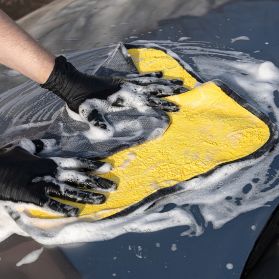 .Салфетка микрофибра высокой плотности для уборки, с абразивной сеткой (42х40 см.)  ("AVS") "MF-0221" (A40842S)