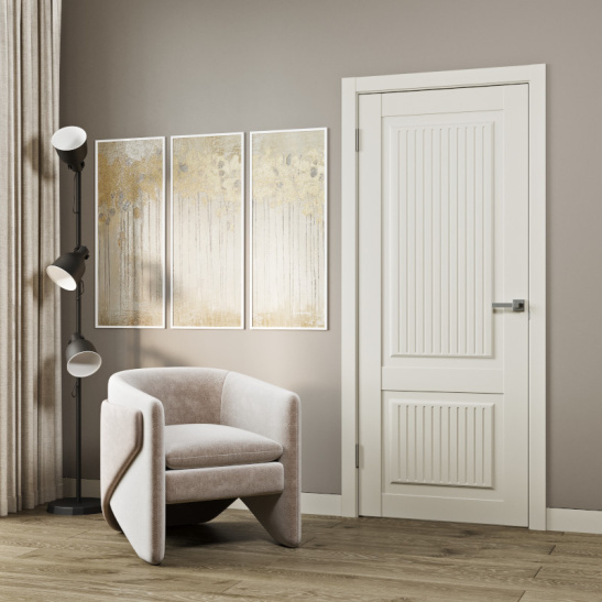 Дверное полотно "ЭКО СИЦИЛИЯ ВЕРТИКАЛЬ" ДГ 900 мм, ПВХ-пленка/белый эмалит, "ВДК", г. Владимир