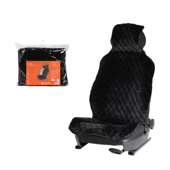 Накидка на сиденье из искусственного меха, черная с коротким ворсом ("AIRLINE") (AFC-A-04)