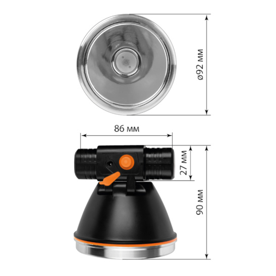 Фонарь TDM "Налобный 14" 1 LED аккум., SQ0350-0075