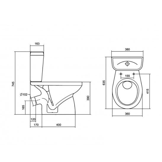 Унитаз-компакт Santek Анимо, 1WH302134, косой выпуск, двухрежимная арматура, нижний  подвод, сиденье дюропласт