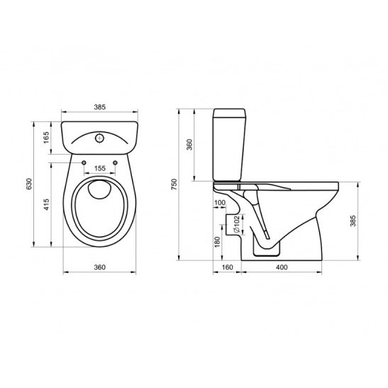 Унитаз-компакт Santek Анимо, 1WH302132, горизонтальный выпуск, двухрежимная арматура, нижний  подвод, сиденье
