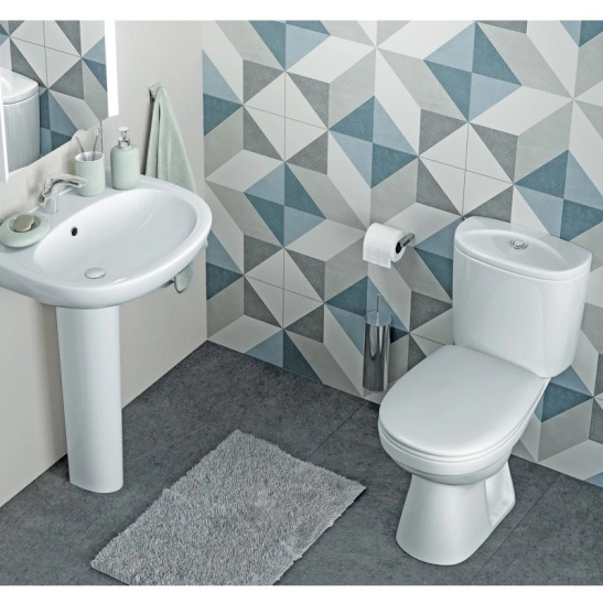 Унитаз-компакт Santek Анимо, 1WH302133, вертикальный выпуск, однорежимная арматура, нижний  подвод, сиденье