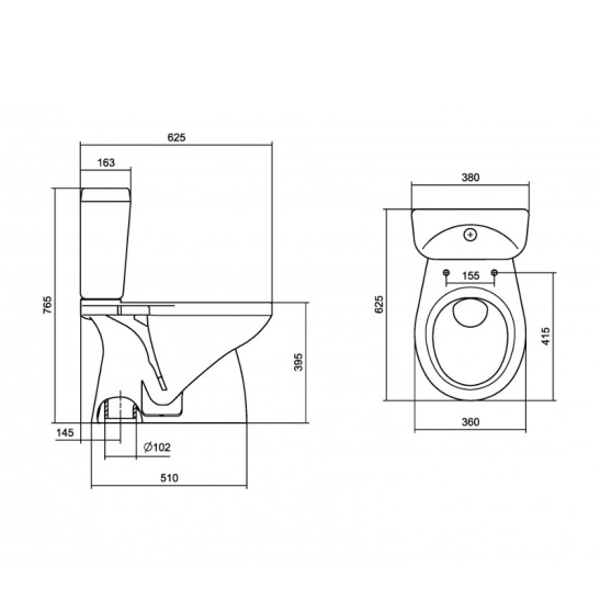 Унитаз-компакт Santek Анимо, 1WH302133, вертикальный выпуск, однорежимная арматура, нижний  подвод, сиденье