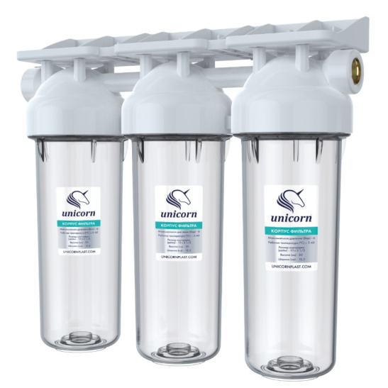 Фильтр магистральный TRIO 10" тройной прозр. корпус 3/4