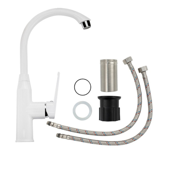 Смеситель для мойки однорычажный с высоким изливом, белый, 5925, BRIMIX, Санакс