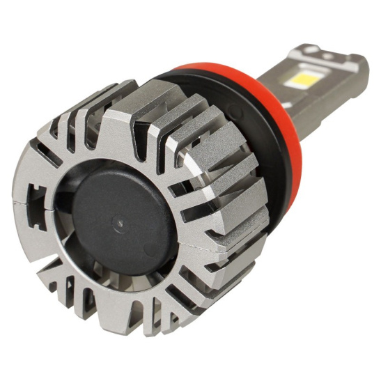 Автолампы LED Н11, Н8 (12/24В., к-т 2 шт.) (серия PRO) светодиодные, с вентилятором и радиатором, CANBUS, тип оптики: Рефлектор, Линза (50Вт., 4600Лм., 6000К белый) ("AIRLINE") (AEAR211)