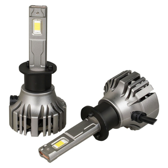 Автолампы LED Н1 (12/24В., к-т 2 шт.) (серия PRO) светодиодные, с вентилятором и радиатором, CANBUS, тип оптики: Линза (50Вт., 4600Лм., 6000К белый) ("AIRLINE") (AEAR201)