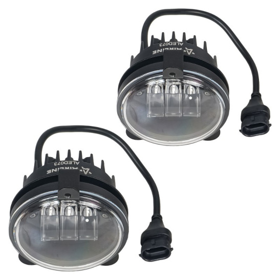 Фары светодиодные (к-т 2 шт.), линзы (12/24В.) четкая световая граница, белый, IP67, разъем Н11, 27Вт. (ВАЗ Приора 2170, 2171, 2172; ШевиНива 2123; Газель Некст, Бизнес, Соболь ("AIRLINE") ("ALED073") 