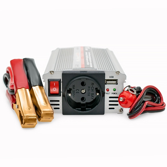 Преобразователь напряжения (12/220 В.) 1000 Вт. (пиковая 2000 Вт.) + USB ("AVS-1000W") ("AVS") (инвертор DC/AC) 12 в 220 (43113)