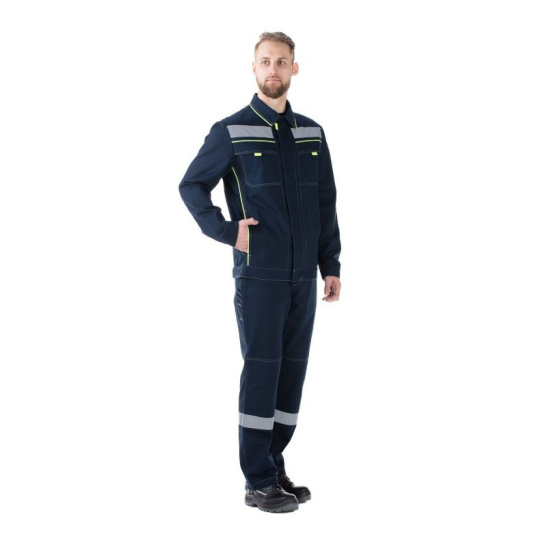 Костюм мужской "Джокер-комфорт", р. 64-66 (128-132) рост 5/6 (182-188), (куртка/брюки), темно-синий/желтый, с СОП