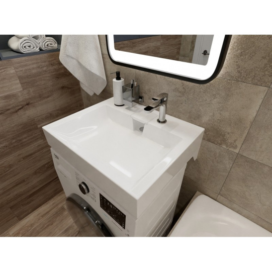 Раковина Оливер 60*50 (над стиральной машиной) с кронштейнами, с отверстием, без пьедестала, 600x500 мм, г. Киров