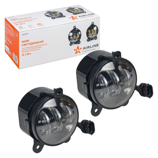 Фары светодиодные (к-т 2 шт.), линзы (12/24В.) регулируемая световая граница, белый, IP67, разъем Н11, 45Вт. (ВАЗ Приора 2170, 2171, 2172; ШевиНива 2123; Газель Некст, Бизнес ("AIRLINE") ("ALED074") 