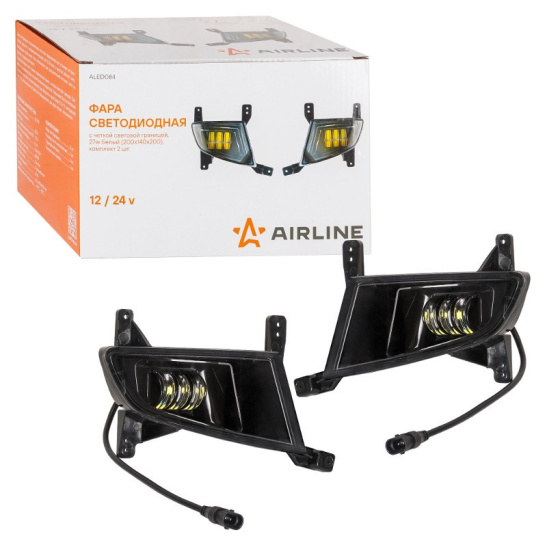 * Фары светодиодные (к-т 2 шт.), линзы (12/24В.) четкая световая граница, белый, IP66, разъем Н11, 27Вт., с рамкой (ВАЗ Приора Lada Priora II (21704-3743020/21) ("AIRLINE") ALED084