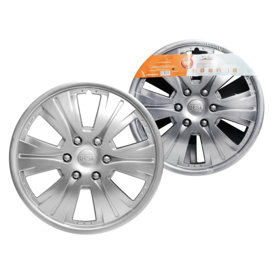 Колпаки колесные (R16", 2 шт.) универсальные ("Бест") серебристый, к-т 2 шт. (на все модели а/м) "AIRLINE" с пруж. (AWCC-16-06)