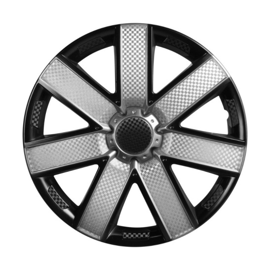 Колпаки колесные (R16", 2 шт.) универсальные ("Гелакси Т") серебристый/черный карбон, к-т 2 шт. (на все модели а/м) "AIRLINE" с пруж. (AWCC-16-23)