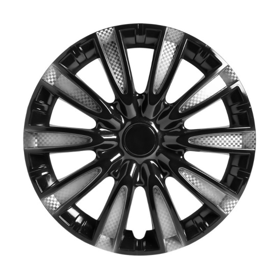 Колпаки колесные (R16", 2 шт.) универсальные ("Торнадо Т") серебристый/черный карбон, к-т 2 шт. (на все модели а/м) "AIRLINE" с пруж. (AWCC-16-33)