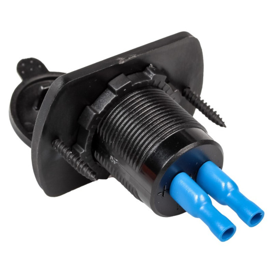 Розетка USB (12/24В.) встраиваемая автомобильная, влагозащищенная, с вольметром и 2 портами зарядки (5В, 2.1А + 2.1А) ("AIRLINE") AEBJ203