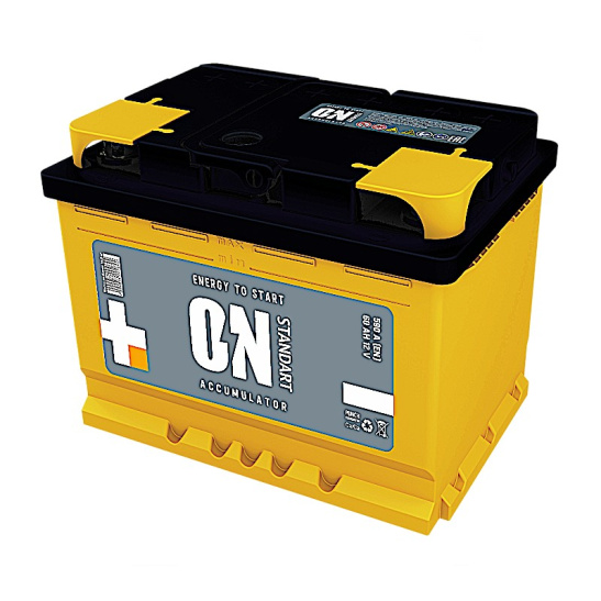 Аккумулятор 6СТ-60 "ON Standart" зал. (ОН) (желтый) (АКОМ)