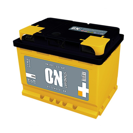 Аккумулятор 6СТ-65 R+ "ON Standart" зал. обр.поляр. (ОН) (желтый) (АКОМ)