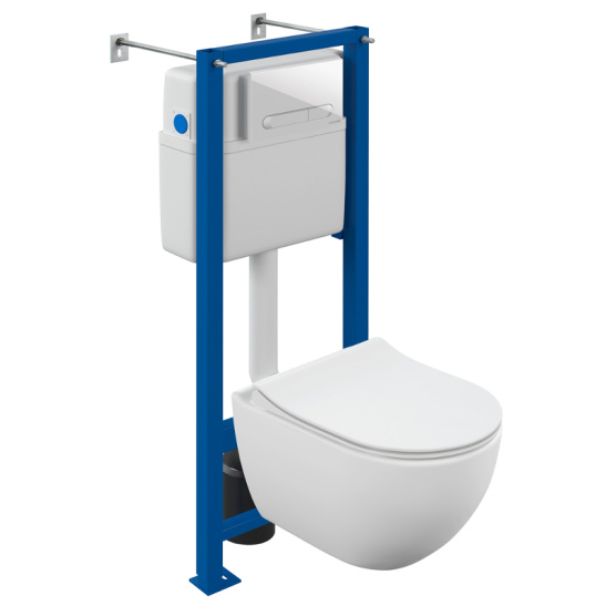 Комплект: BRASCO SMART CO DPL EO slim (подвесной унитаз BRASCO SMART+инсталляция VECTOR+сиденье + кнопка ESTETICA пластик белый) (г.Сызрань)