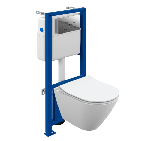 Комплект: CITY SMART CO DPL SLIM (подвесной унитаз+инсталляция LINK PRO+сиденье с микролифтом+кнопка TWINS пластик хром глянцевый) (г.Сызрань)