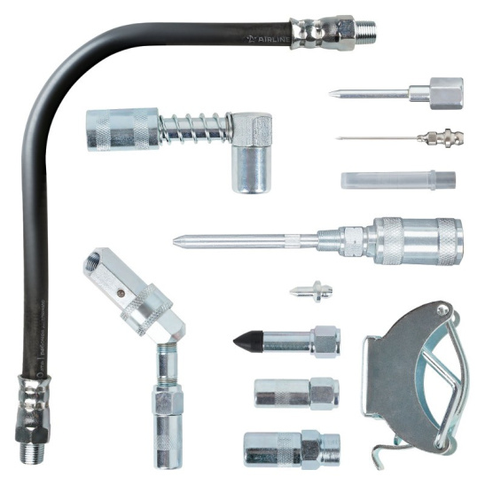 Набор наконечников (адаптеров-переходников), шланг, держатель для плунжерных шприцов (11 пр., пласт. кейс) ("AIRLINE") ATGG510