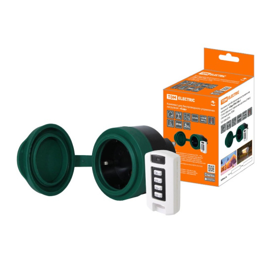 Комплект для беспроводного управления нагрузкой TDM (SQ1508-0216) ПУ6-Р3К.1 пульт-брелок + 1 приемник-розетка IP44 