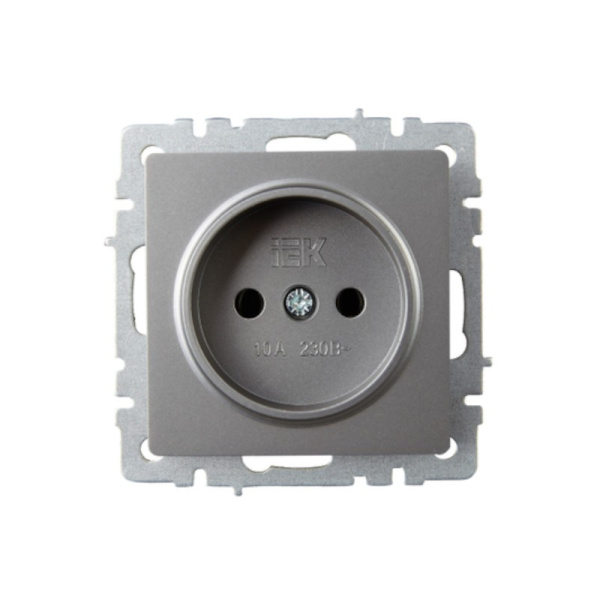 Розетка BRITE 1-я без з/к 10А РС10-1-0-БрС сталь (без рамки) IEK (BR-R10-10-K46)