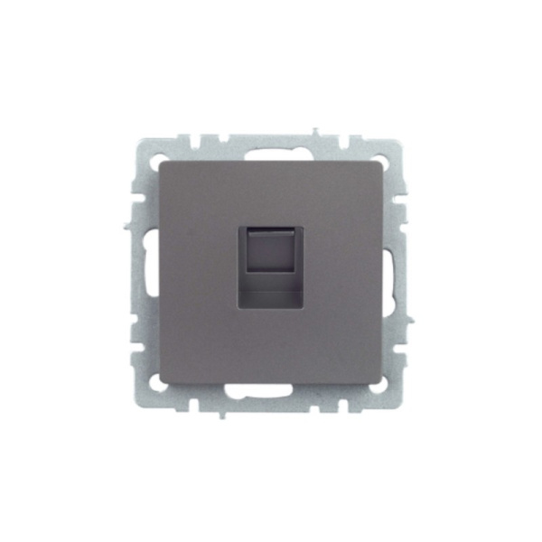 Розетка BRITE RJ45 компьютерная РК10-БрС (без рамки) сталь IEK (BR-K10-1-K46)