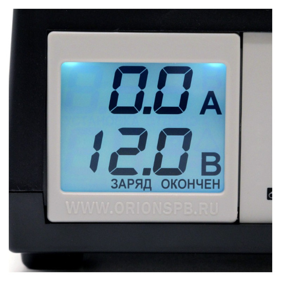 Устройство зарядное (6/12 В., 8-200 А/ч) ручн., ЖК дисплей, предпусковое, блок питания ("Вымпел-57") (НПП "ОРИОН") типы АКБ: AGM, EFB, GEL, WET Ag (серебряные), Sb (сурьмянистые), Сa/Ca (кальциевые), Сa/Sb (гибридные)
