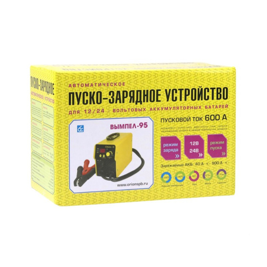 Устройство пуско-зарядное (12/24 В., пуcк 600А., зaряд до 75А.) aвтoмат (Вымпел-95) (НПП "ОРИОН") типы АКБ: EFB, WET Ag (серебряные), WET Сa/Ca (кальциевые)