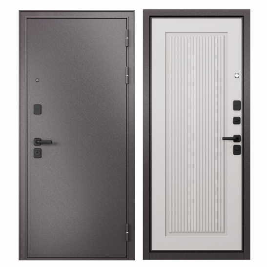 Дверь металлическая  TRUST ECO  9Е-197  960 правая  (Шоколад букле/Эмаль молоко) "МАСТИНО" Россия