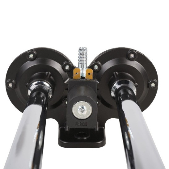 СИГНАЛ  "дудки"  24В. (2 рожка) пневматический воздушный ЗВУКОВОЙ 125дБ. ("AIRLINE") (310/350мм.) (AHR-24P-05)