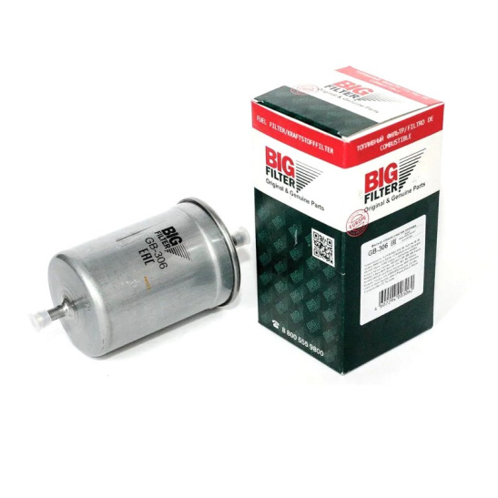 GB-306 Фильтр тонкой очистки топлива, инжектор, штуцер, металл ("BIG FILTER") ГАЗ инжектор, УАЗ Хантер/Патриот (дв. ЗМС 405, 406, 409), AUDI A4 95-01, VW Passat B3, Golf 3, Transporter (T3, Т4) Mercedes
