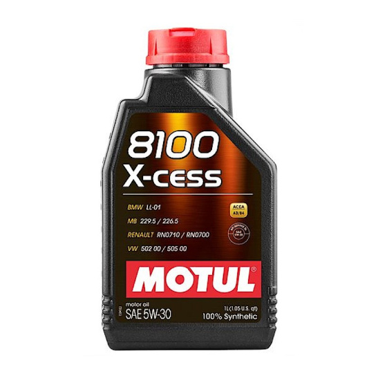 Масло моторное MOTUL 8100 X-CESS, А3/В4, SAE 5W30, 1 л, API SL, синтетическое