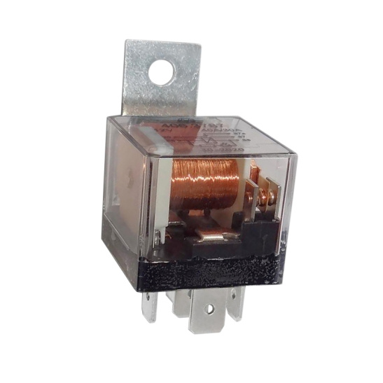 406.3787 РЕЛЕ ЭЛЕКТРОМАГНИТНОЕ (5-ти контактное, с помехоподавляющим резистором, с кронштейном, со светодиодом, прозрачный корпус) 12 В 40/30 А 