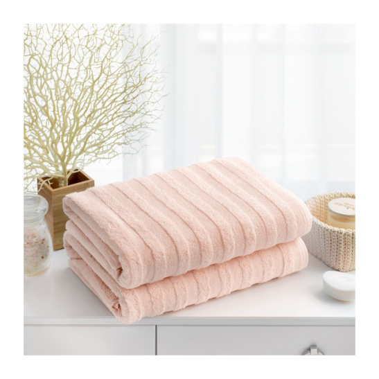Набор полотенец махровых "Verossa" "STRIPE" (1компл-2шт-50*90см; 70*140см) цв.нежно-персиковый