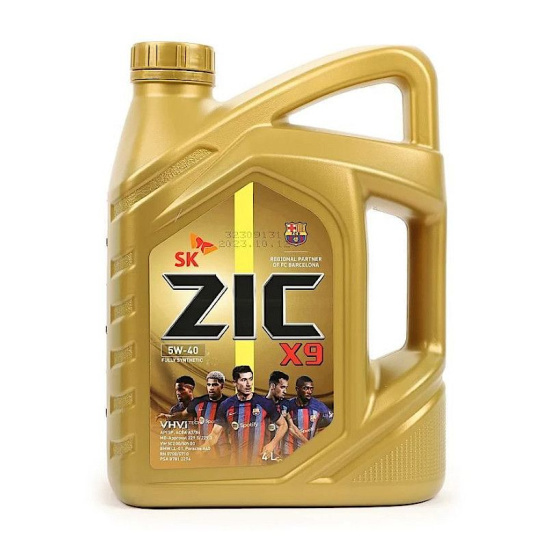 Масло моторное ZIC X9 (A3/B4) SAE 5W40, 4 л, API SP, синтетическое