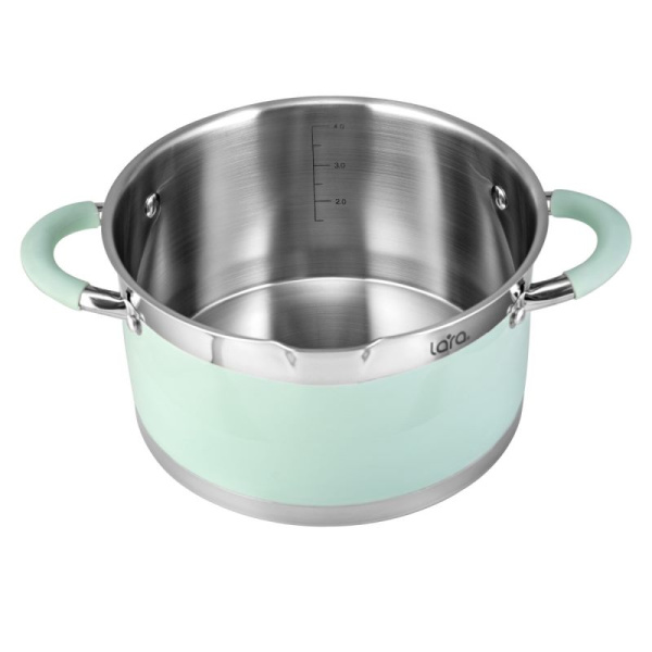 Кастрюля (нерж) 5,7 л (24х13 см) LARA серия MINT LR02-544
