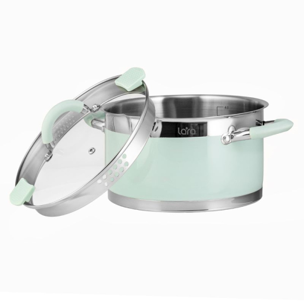 Кастрюля (нерж) 5,7 л (24х13 см) LARA серия MINT LR02-544
