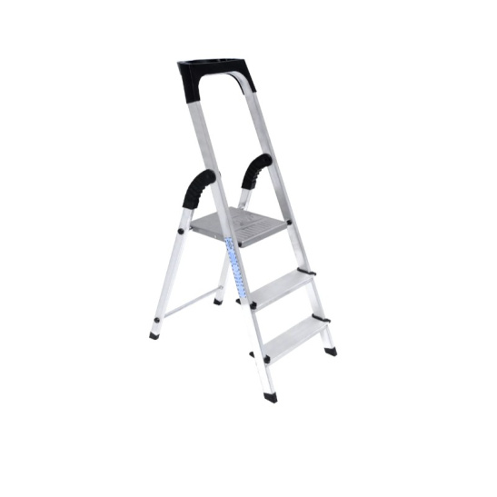 Стремянка 3-х ступенчатая (2 ступени+площадка) АЛЮМИНИЕВАЯ  САРАЙЛЫ-М, Россия ТУ 9693-002-51298946-2009