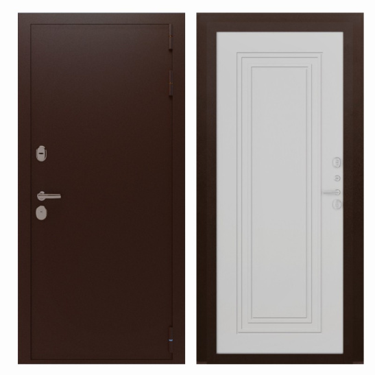 Дверь металлическая  100 мм  ТЕРМО БОСТОН 960 левая   (антик медь/Веллюто Бьянко) Россия