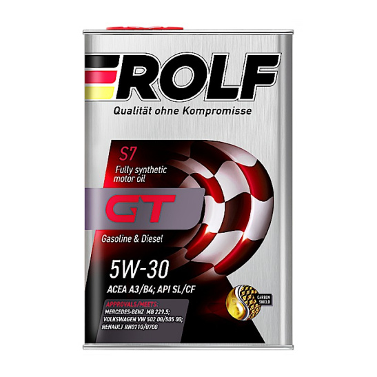 Масло моторное ROLF GT A3/B4 SAE 5W30, 4 л, API SL/CF, синтетическое, (двиг. бензиновый, дизельный), (мет. канистра)