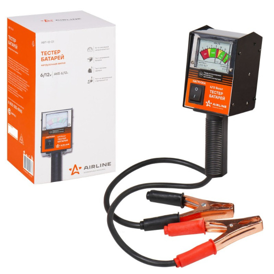 Вилка нагрузочная (6/12В.) до 100 А/ч. + тест стартера + тест системы зарядки ("AIRLINE") "ABT-12-01"