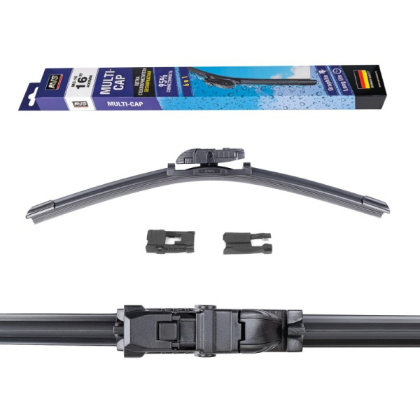 * Щетка (400 мм) б/к стеклоочистителя БЕСКАРКАСНАЯ, всесезонная (AVS-МС-16) (5 типов креплений, Multi-Cap 5 в 1) "AVS" (Калина, Гранта и др.) 80472