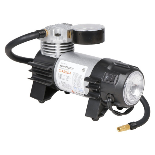 * Автокомпрессор (30 л/мин, до 7 атм.) пит.прикуриватель, фонарь ("CLASSIC-1") ("AIRLINE") металл. (насос шинный электрический 12В) CA-030-01