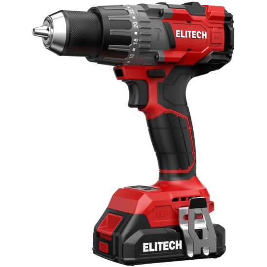 Дрель-шуруповерт ударный аккум. бесщеточный ELITECH ДА 21УБЛ2 (20В/2.0А/ч, крут.момент 120Нм) Элитеч E2201.048.01