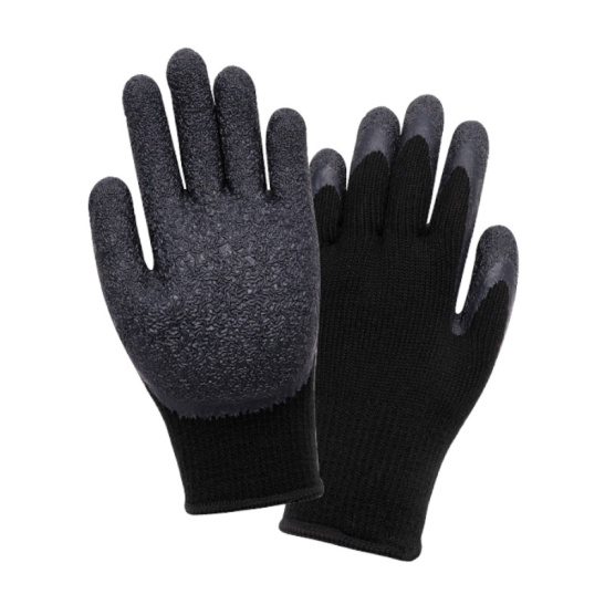 Перчатки акриловые утепленные с рельефным латексным покрытием, цв.черный/оранжевый АЛ-1-7 BRONITEX